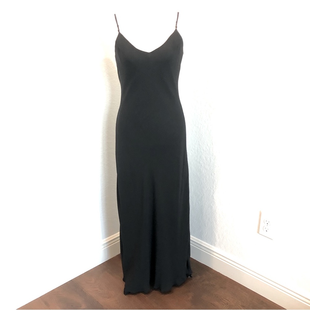 Versatile Black Double Chiffon Long / Maxi Dress with Spaghetti Straps